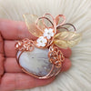 Plume Agate Pumpkin Pendant In Copper
