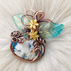 Plume Agate Doublet Pumpkin Pendant In Copper