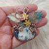 Plume Agate Doublet Pumpkin Pendant In Copper