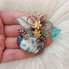 Plume Agate Doublet Pumpkin Pendant In Copper