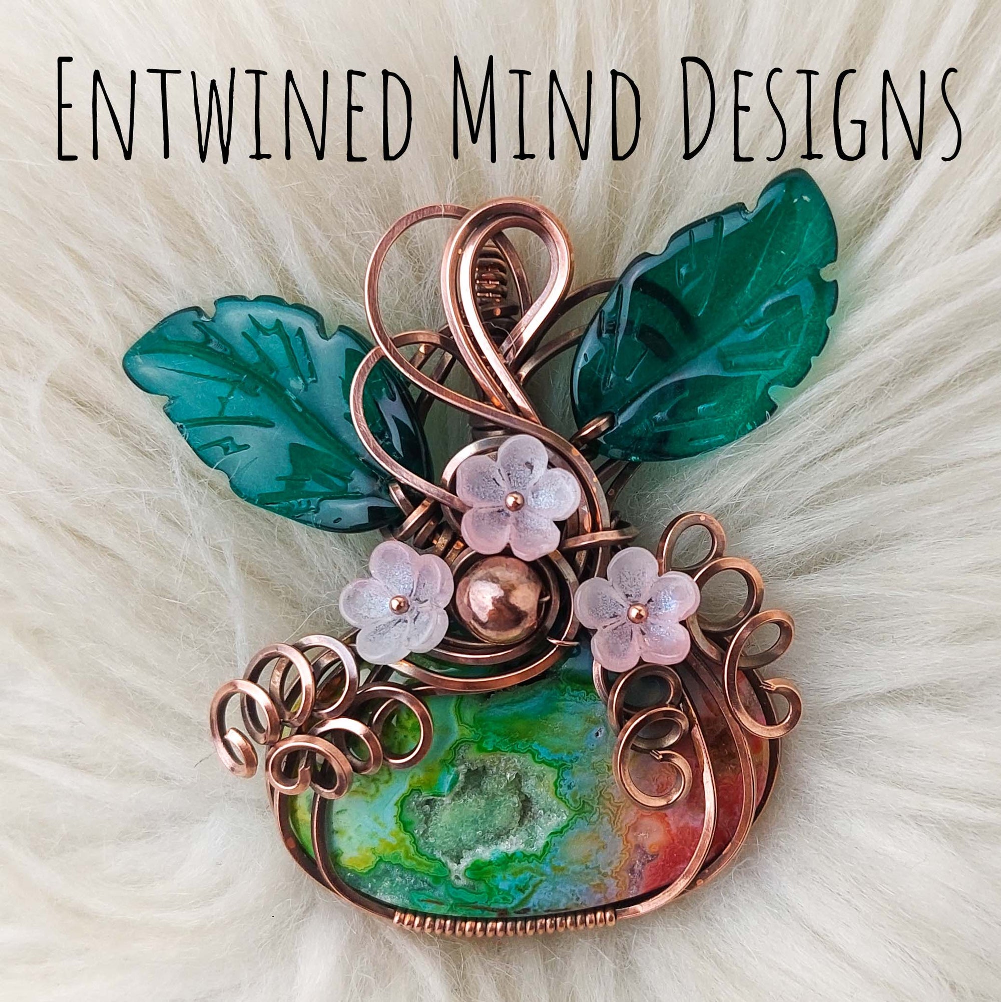 Dyed Agate Pumpkin Pendant In Copper