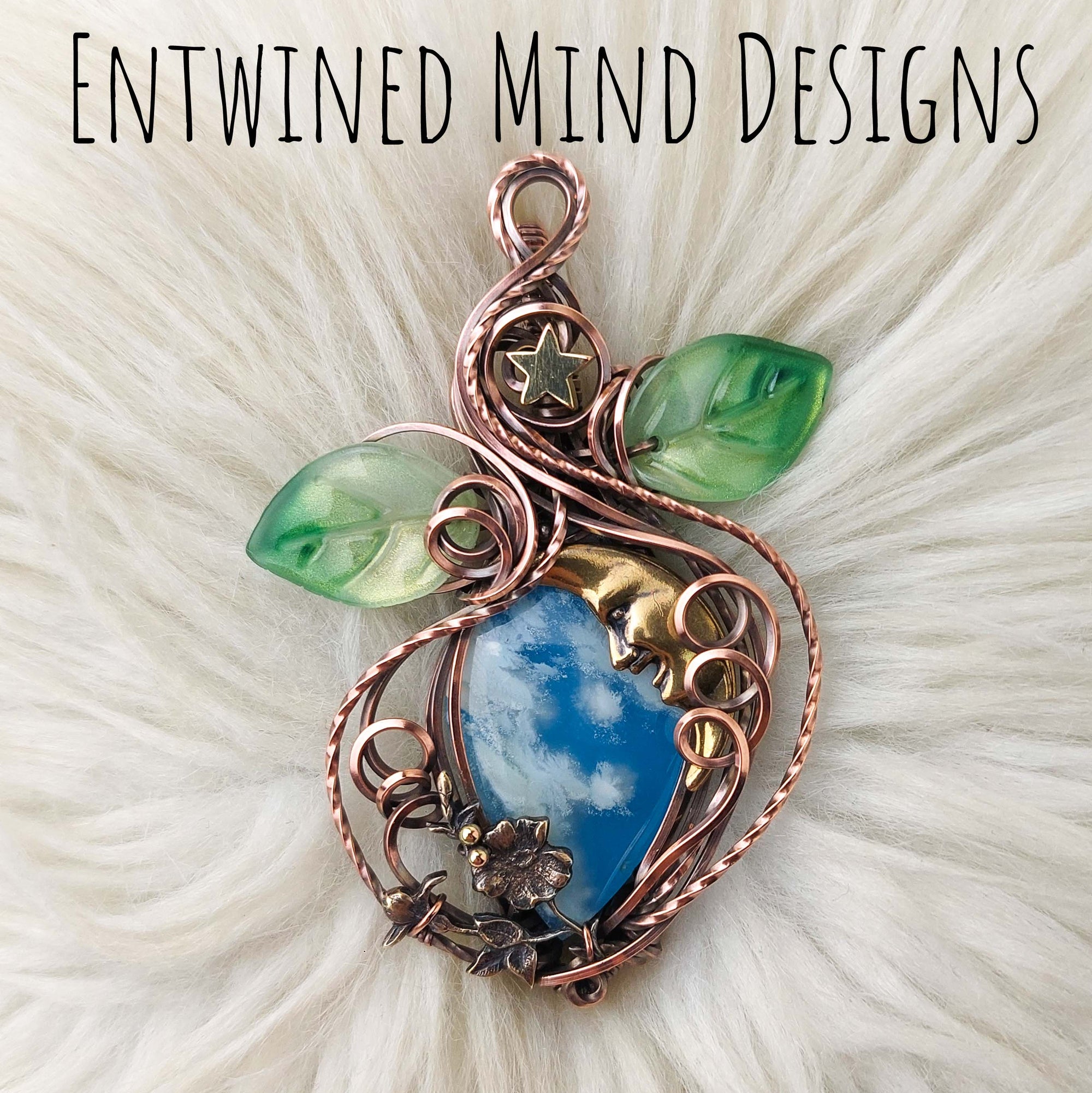 "Moon Light Sky" Plume Agate Doublet Pendant