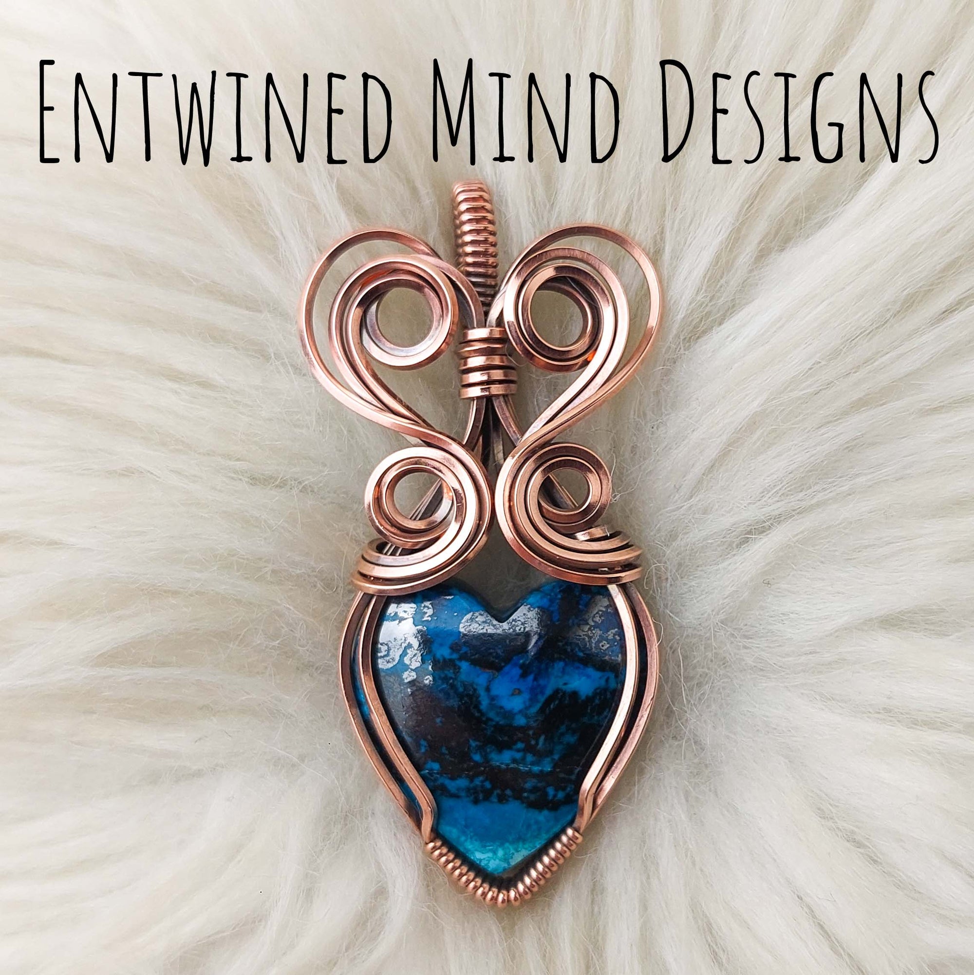 Artisan Cut Shattuckite Heart Pendant In Copper