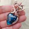 Artisan Cut Shattuckite Heart Pendant In Copper