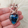 Artisan Cut Shattuckite Heart Pendant In Copper