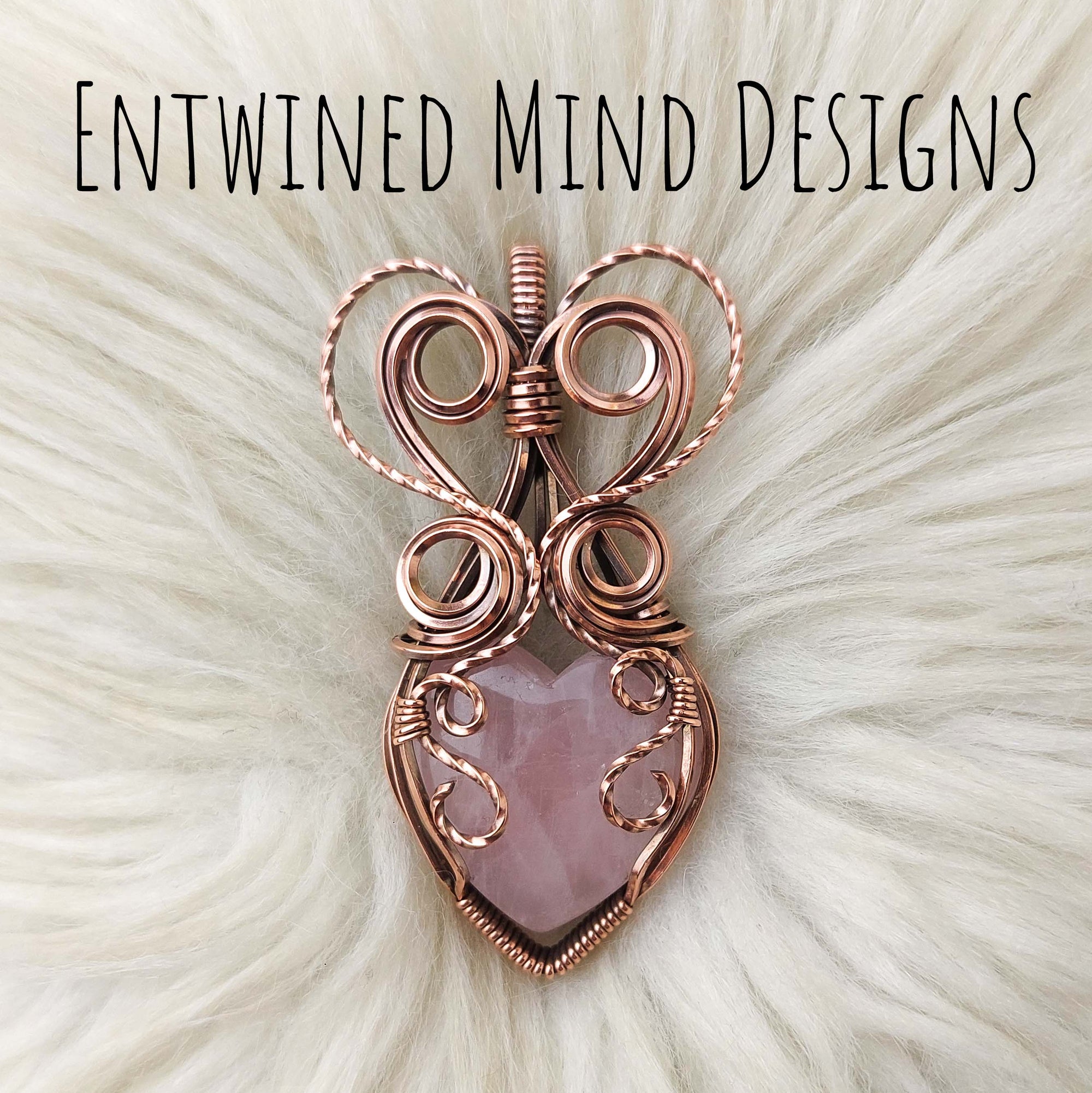 Rose Quartz Heart Pendant In Copper