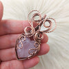 Rose Quartz Heart Pendant In Copper