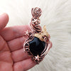 Black Onyx Statement Pendant In Copper