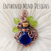 Cobalt Blue Potion Bottle And Owl Pendant