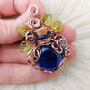 Cobalt Blue Potion Bottle And Owl Pendant