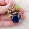 Cobalt Blue Potion Bottle And Owl Pendant