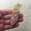 Australian Pink Opal, Sterling Silver, and 14k Gold Filled statement Pendant