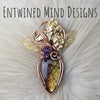Rainbow Labradorite and Iris Copper Statement Pendant