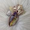 Rainbow Labradorite and Iris Copper Statement Pendant