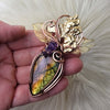 Rainbow Labradorite and Iris Copper Statement Pendant
