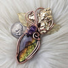 Rainbow Labradorite and Iris Copper Statement Pendant