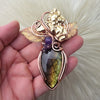 Rainbow Labradorite and Iris Copper Statement Pendant