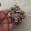 Rose Quartz Heart statement Pendant In Copper