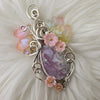Pink Plume Agate Doublet Statement Pendant In Sterling Silver