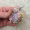 Pink Plume Agate Doublet Statement Pendant In Sterling Silver