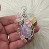 Pink Plume Agate Doublet Statement Pendant In Sterling Silver