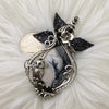 Owl, Dendritic Opal and Sterling Silver Statement Pendant