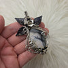 Owl, Dendritic Opal and Sterling Silver Statement Pendant