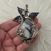 Owl, Dendritic Opal and Sterling Silver Statement Pendant