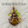 Amber Potion Bottle Pendant With Shell Flowers