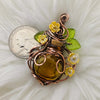 Amber Potion Bottle Pendant With Shell Flowers