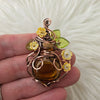Amber Potion Bottle Pendant With Shell Flowers