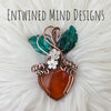 Carnelian Heart Pumpkin Pendant In Copper
