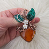 Carnelian Heart Pumpkin Pendant In Copper