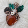 Carnelian Heart Pumpkin Pendant In Copper