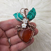 Carnelian Heart Pumpkin Pendant In Copper