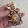Flying Eye Labradorite Statement Pendant In Copper