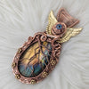 Flying Eye Labradorite Statement Pendant In Copper