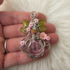 Pink Potion Bottle Pendant In Sterling Silver