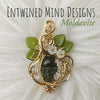 Moldavite Skull And Herkimer Diamond 14k Gold Filled Statement Pendant