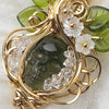 Moldavite Skull And Herkimer Diamond 14k Gold Filled Statement Pendant