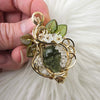 Moldavite Skull And Herkimer Diamond 14k Gold Filled Statement Pendant