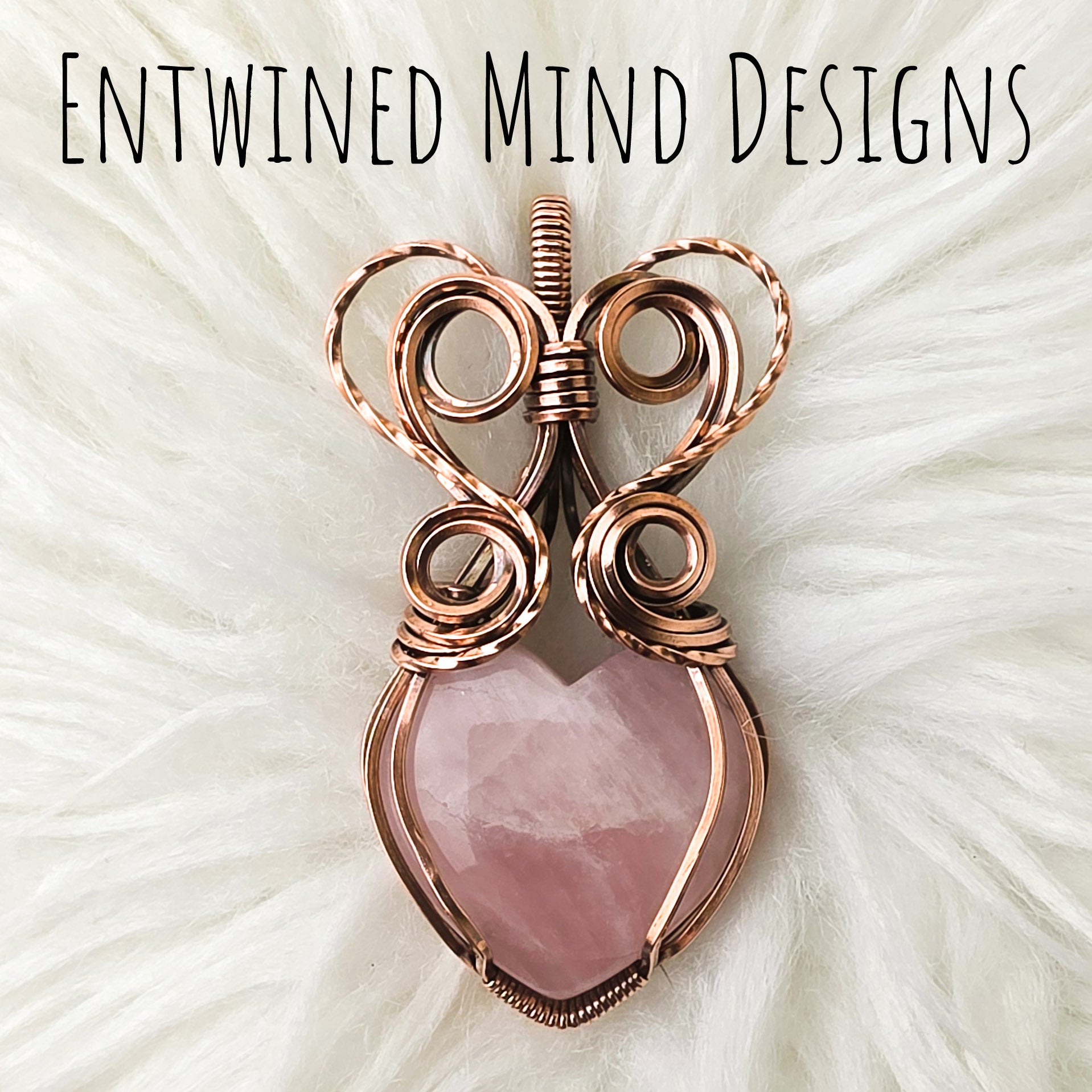 Rose Quartz Heart Pendant In Copper