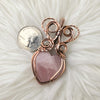 Rose Quartz Heart Pendant In Copper