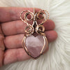 Rose Quartz Heart Pendant In Copper