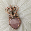 Rose Quartz Heart Pendant In Copper