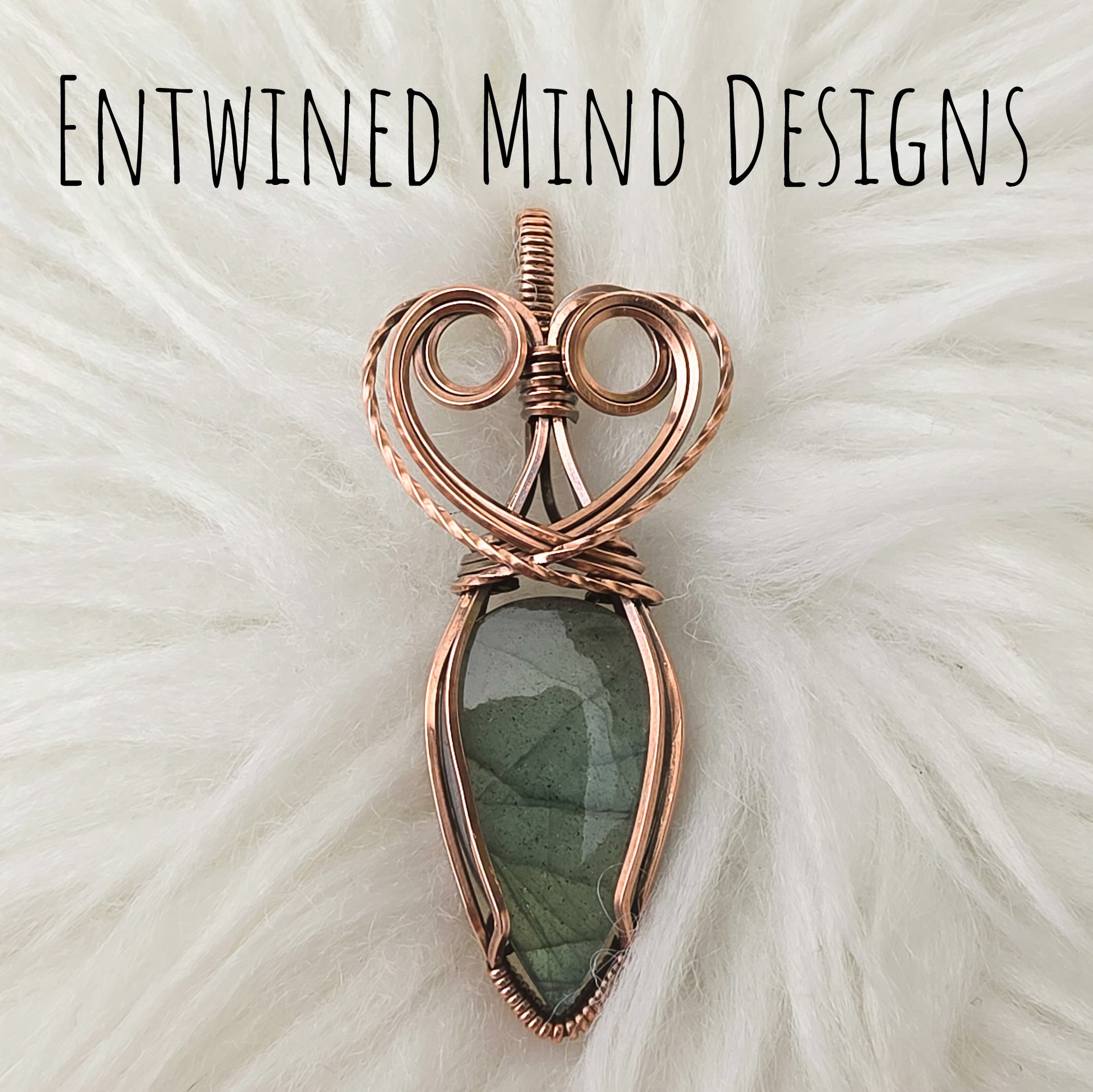 Green Labradorite And Copper Pendant