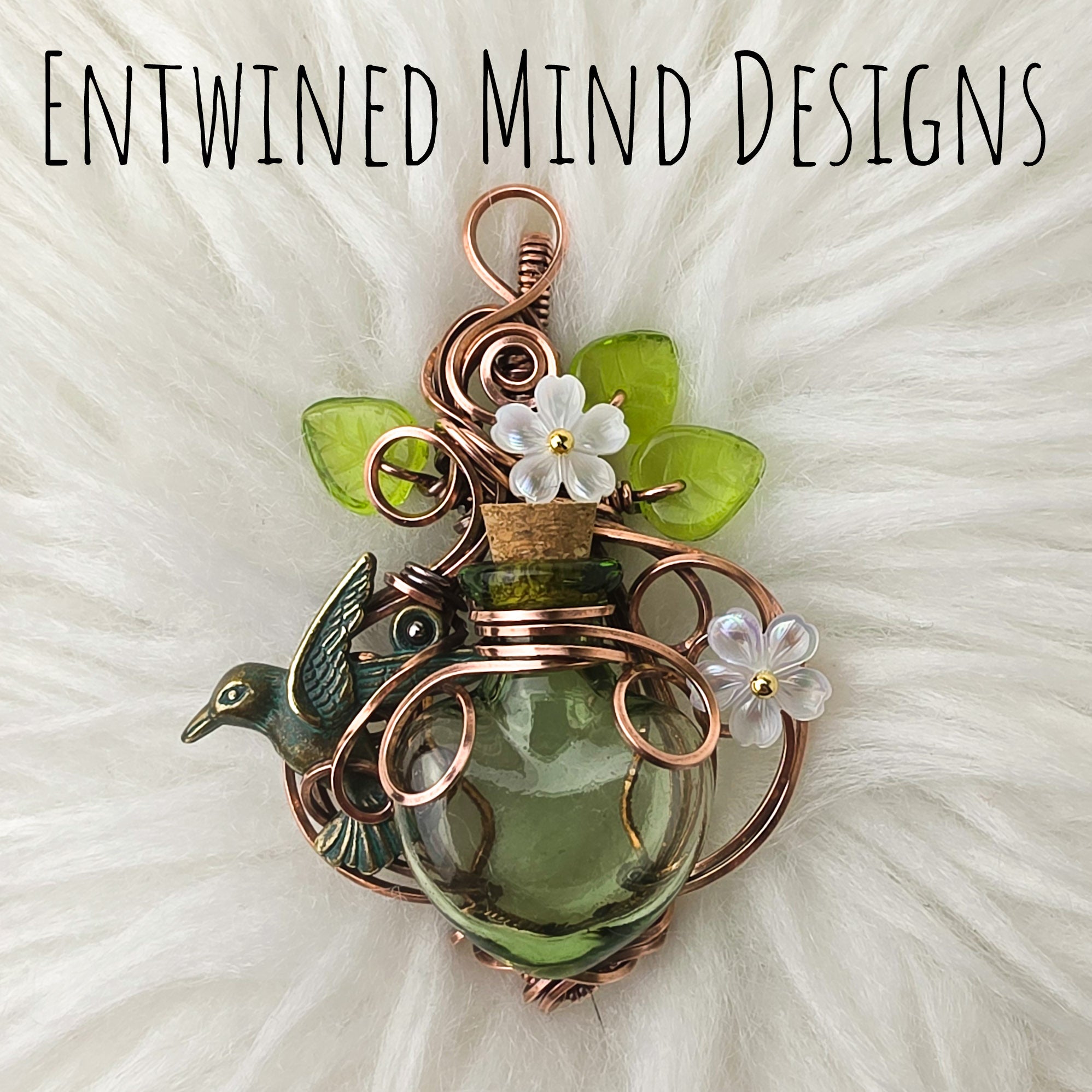 Green Hummingbird Potion Bottle Pendant