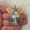 Ternate Moss Agate Pumpkin Pendant In Sterling Silver