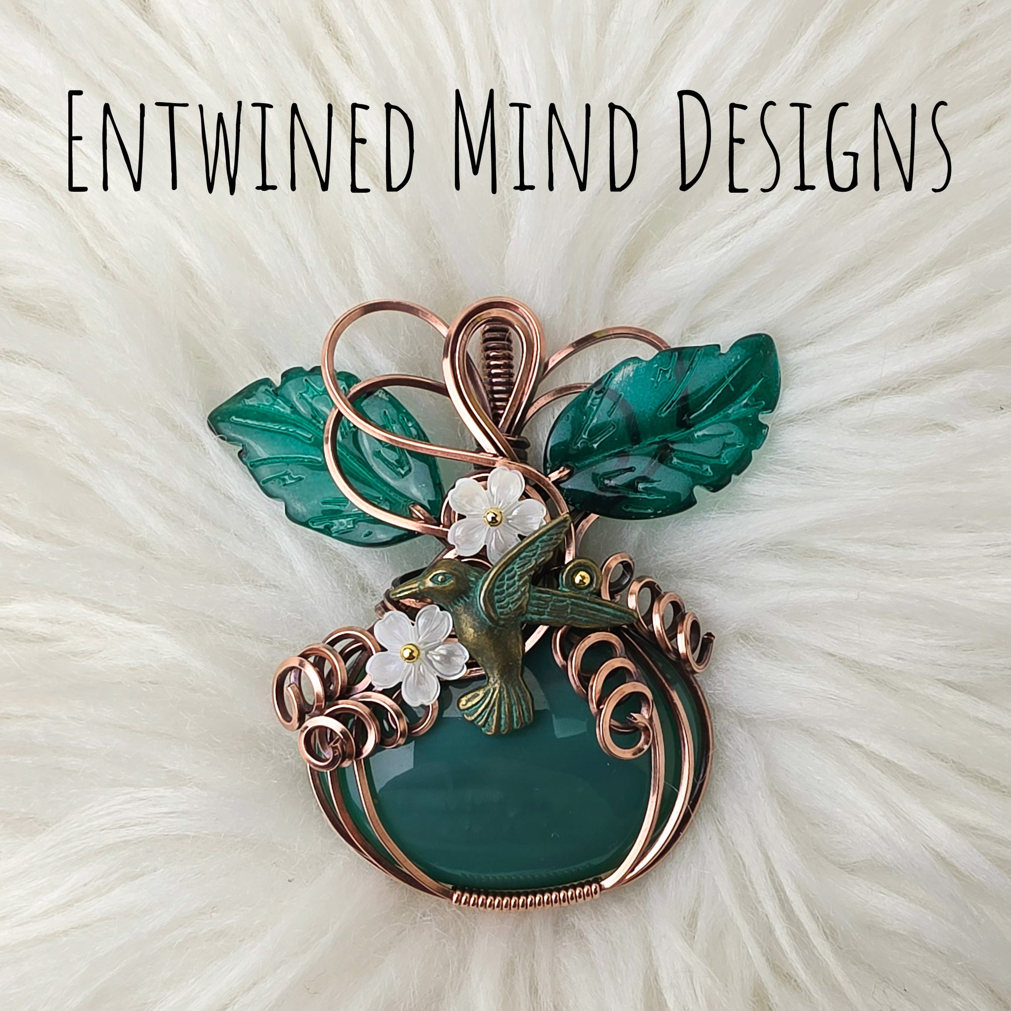 Dyed Green Agate Pumpkin Pendant In Copper
