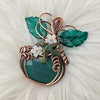 Dyed Green Agate Pumpkin Pendant In Copper
